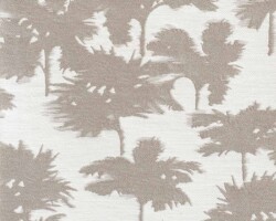 Beige palm tree pattern fabric for home decor, providing a tropical touch. Maison Mermont.