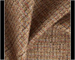 Cozy brown textured fabric with subtle color accents for home furnishings. Maison Mermont.
