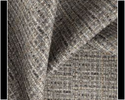 Elegant woven fabric with a subtle gray and beige check pattern, perfect for upholstery. Maison Mermont.