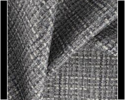 Gray and white tweed fabric with a classic check pattern, ideal for home decor accents. Maison Mermont.