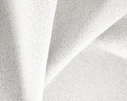 Woven white textured fabric for home decor, close-up detail view. Maison Mermont.
