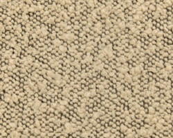 Close-up of beige textured carpet with looped fibers. Maison Mermont.