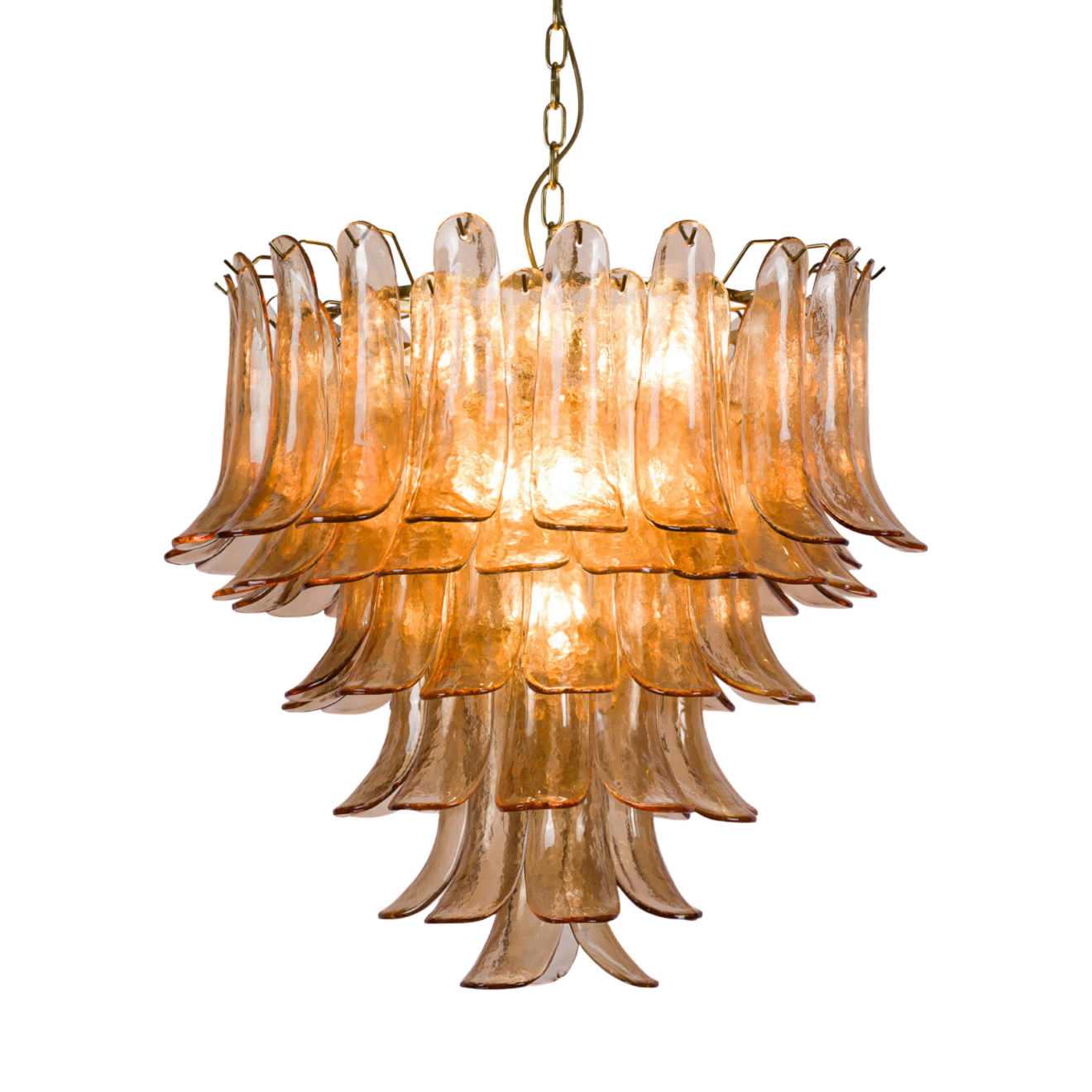 Elegant glass chandelier with cascading amber leaves, perfect for enhancing any interior space. Maison Mermont.