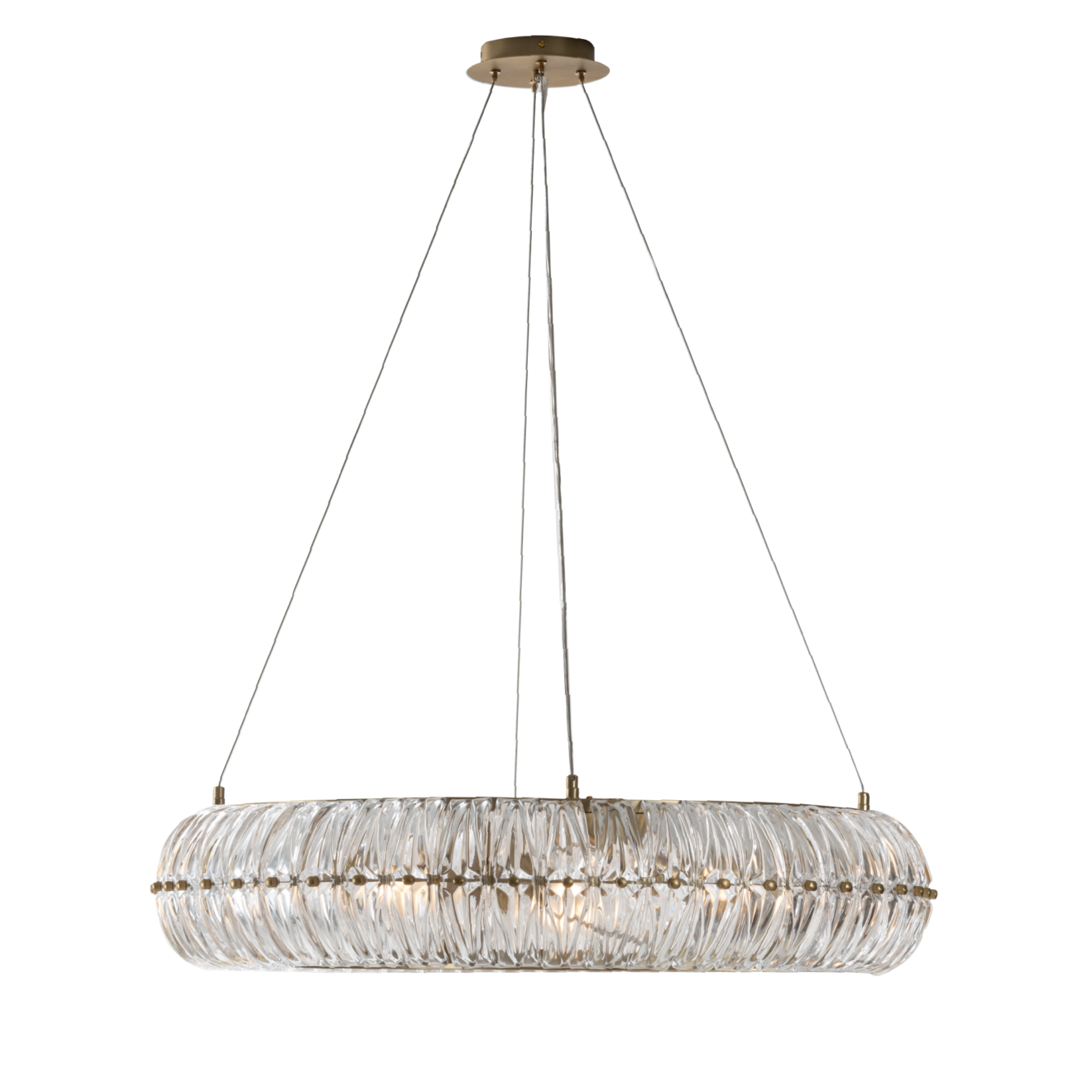 Elegant ceiling chandelier with crystal details and gold accents, perfect for modern interiors. Maison Mermont.