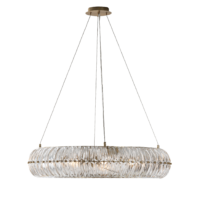 Orenos Chandelier Elegant ceiling chandelier with crystal details and gold accents, perfect for modern interiors. Maison Mermont.