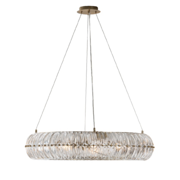 Elegant ceiling chandelier with crystal details and gold accents, perfect for modern interiors. Maison Mermont.