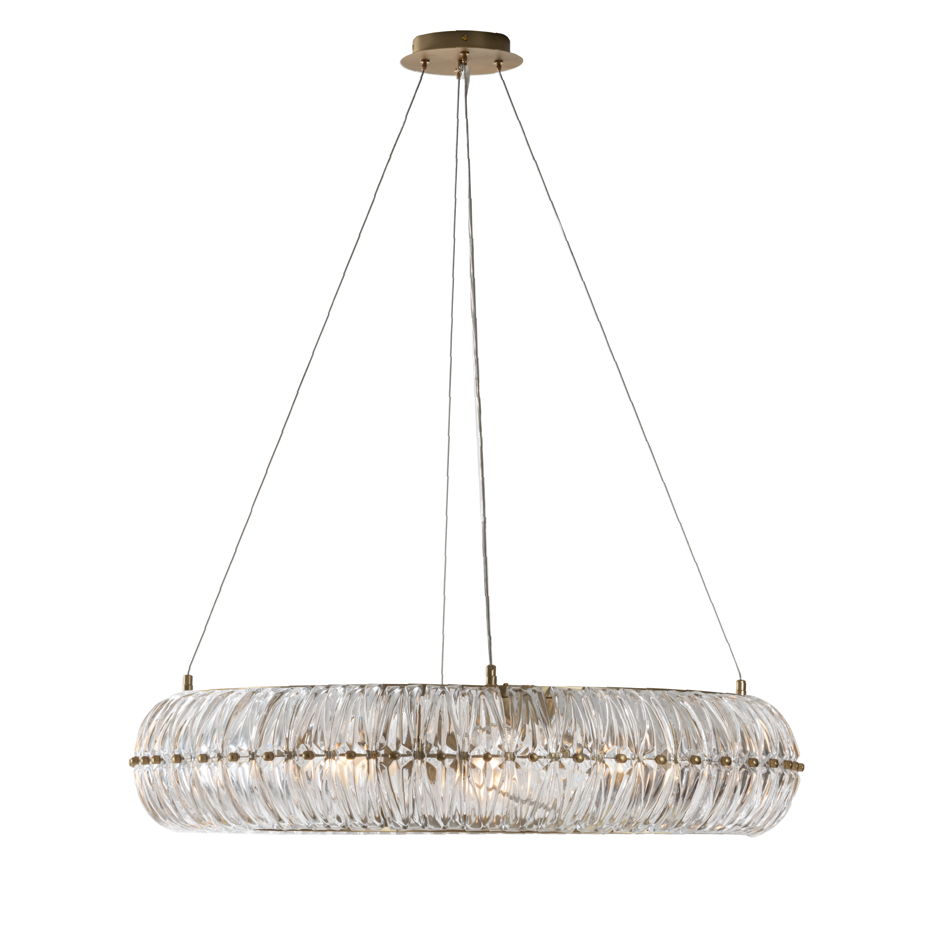 Elegant ceiling chandelier with crystal details and gold accents, perfect for modern interiors. Maison Mermont.