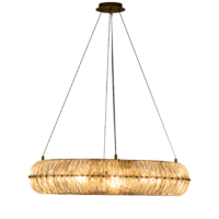 Orenos Chandelier Elegant modern chandelier with glass detailing and warm lighting, ideal for stylish interiors. Maison Mermont.