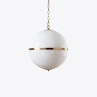 Large Opaline Parisian Globe Pendant-6552-1626x1626 Modern white globe pendant light with a gold accent, perfect for stylish home decor. Maison Mermont.