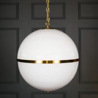 Large Opaline Parisian Globe Pendant_7262-1626x1626 Modern white globe pendant light with brass accent, perfect for stylish home decor. Maison Mermont.
