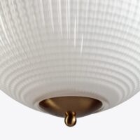 Opaline Parisian Globe Pendant-5855-1626x1626 Elegant round glass pendant light with a ribbed texture and brass accent. Perfect for modern interiors. Maison Mermont.