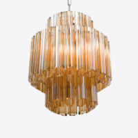 Amber-Small-Celesta-Chandelier Elegant gold crystal chandelier with layered geometric design, perfect for luxury interiors. Maison Mermont.