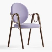 liana-dining-chair Stylish liana chair with circular backrest and elegant metal accents, perfect for modern decor. Maison Mermont.