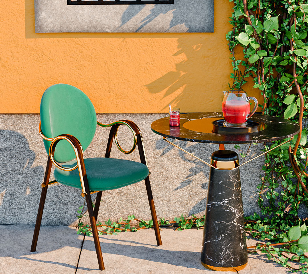 liana-dining-chair-3 Stylish liana dining chair and black marble table. Maison Mermont.