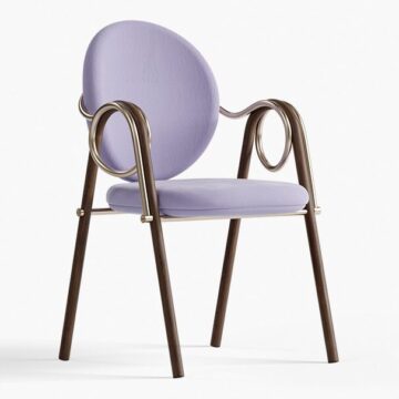 Stylish liana chair with circular backrest and elegant metal accents, perfect for modern decor. Maison Mermont.