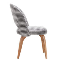 Maison Mermont - Jess Dining Chair Stylish gray and white patterned chair with wooden legs, perfect for modern interiors. Maison Mermont.