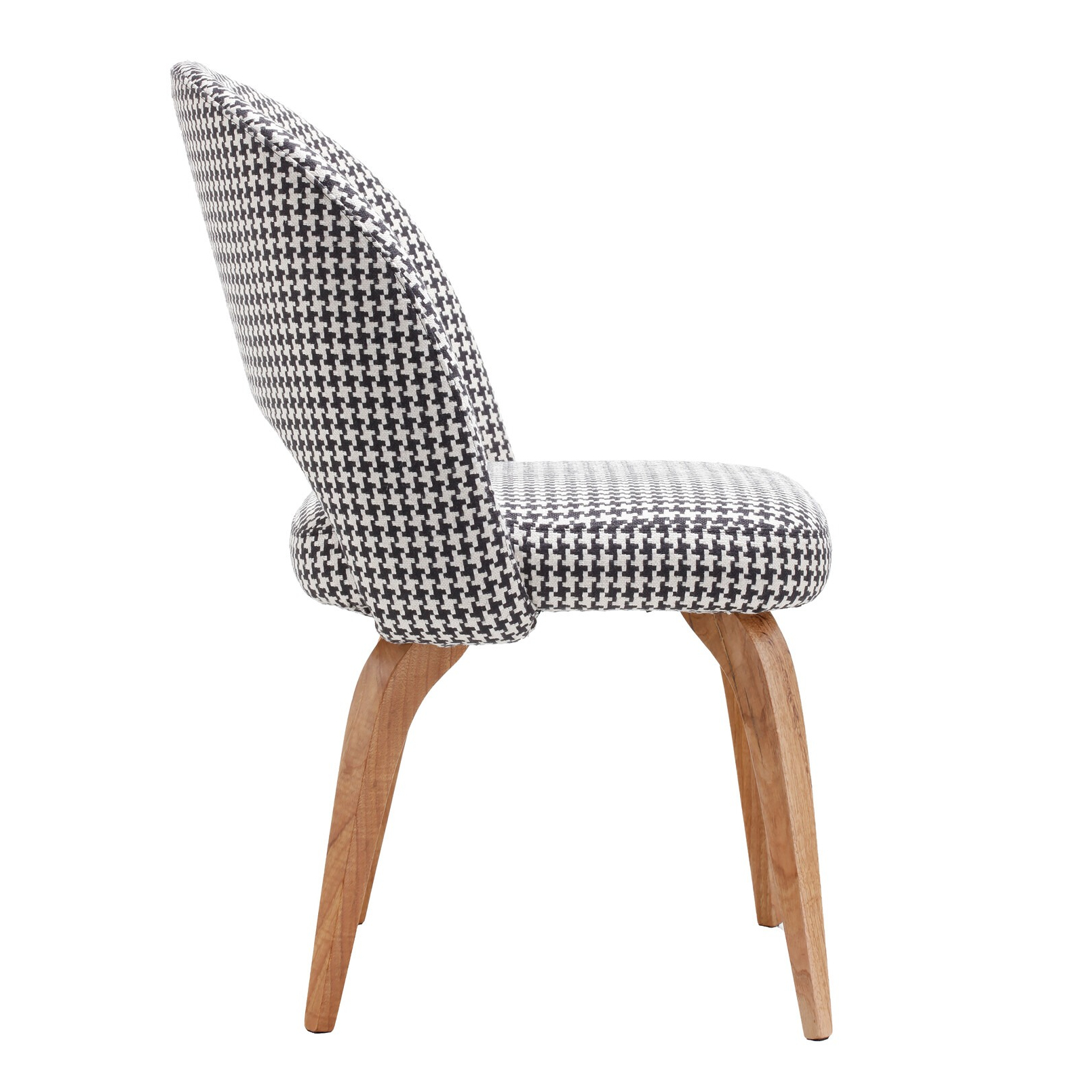 Maison Mermont - Jess Dining Chair Stylish gray and white patterned chair with wooden legs, perfect for modern interiors. Maison Mermont.