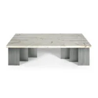 Maison Mermont - Pianist Coffee Table - Estremoz Marble - Brushed Stainless Steel Elegant coffee table with a white marble top and sleek metal legs, perfect for modern interiors. Maison Mermont.